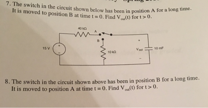 Solved The switch in the circuit shown below has been in | Chegg.com