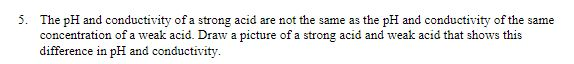 Solved 5. The pH and conductivity of a strong acid are not | Chegg.com