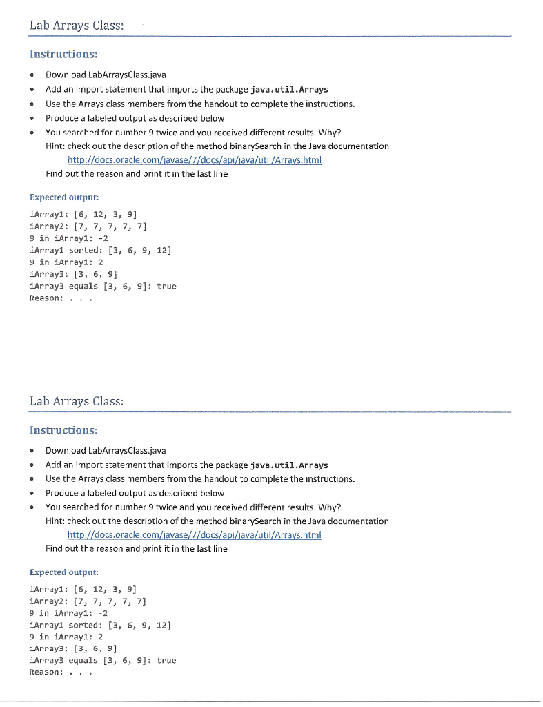 Solved Lab Arrays Class: Instructions: Download | Chegg.com