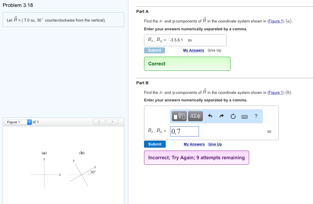 Solved Let B = (7.0 M, 30 Counterclockwise From The 