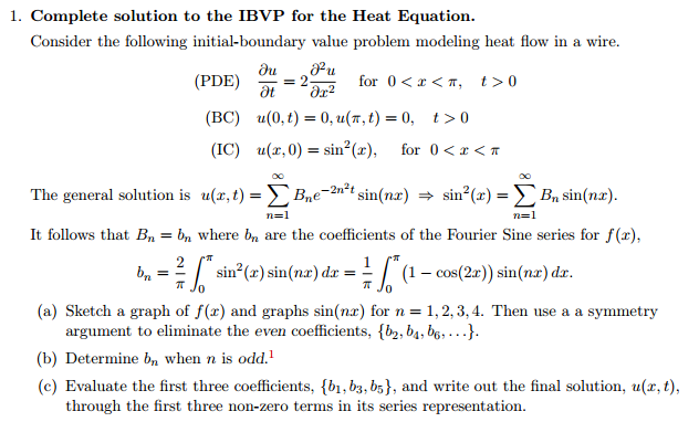 Solved Complete solution to the IB VP for the Heat Equation. | Chegg.com