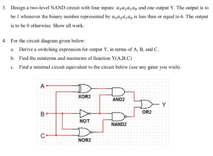 Solved Design a two-level NAND circuit with four inputs: a_3 | Chegg.com