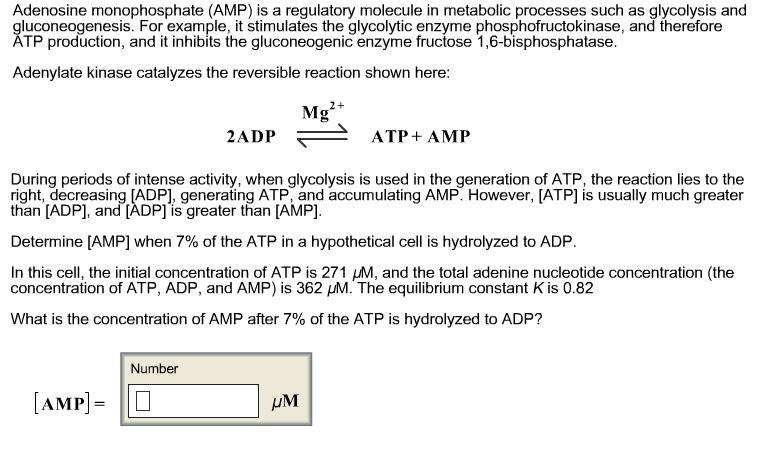 Solved Adenosine monophosphate (AMP) is a regulatory | Chegg.com