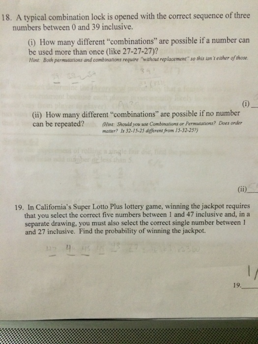Solved 18. A typical combination lock is opened with the