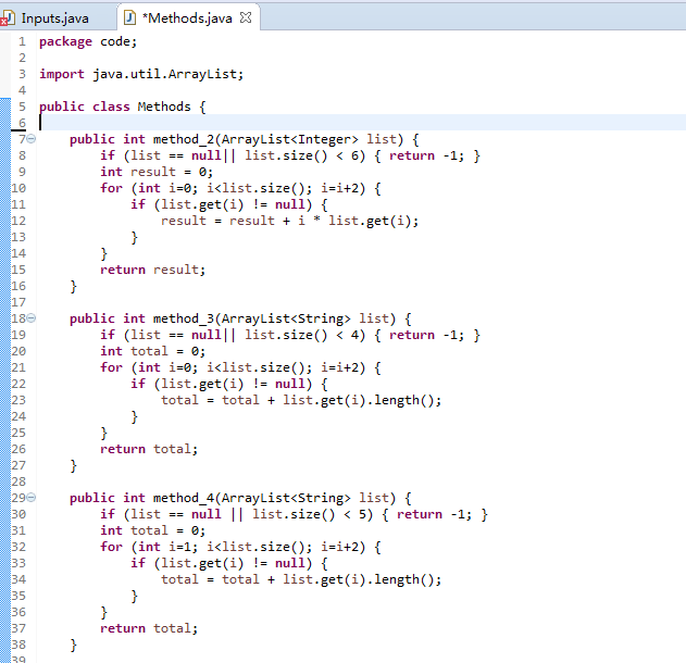 Solved Inputs.java Methodsjava 3 1 package code,; 2 3 import | Chegg.com