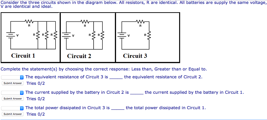 Solved: Consider The Three Circuits Shown In The Diagram B... | Chegg.com