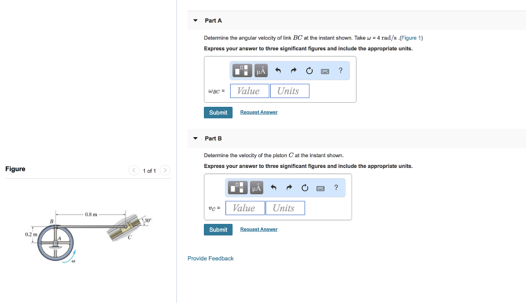 Solved Part A Determine The Angular Velocity Of Link Bc At 