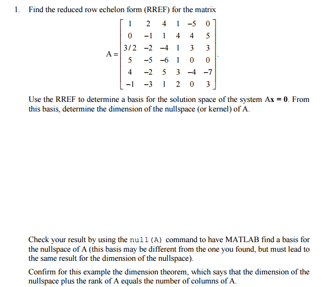 Solved Find the reduced row echelon form RREF for the Chegg