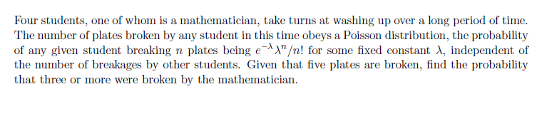 Solved Four students, one of whom is a mathematician, take | Chegg.com