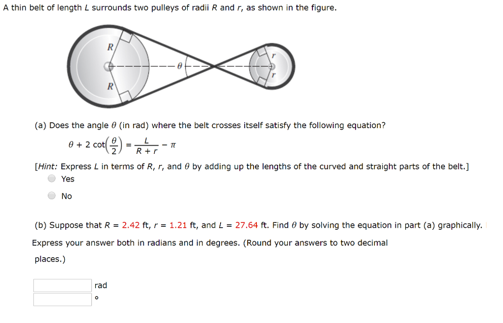 Solved A thin belt of length L surrounds two pulleys of