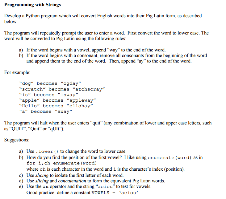 Solved Develop A Python Program Which Will Convert English Chegg