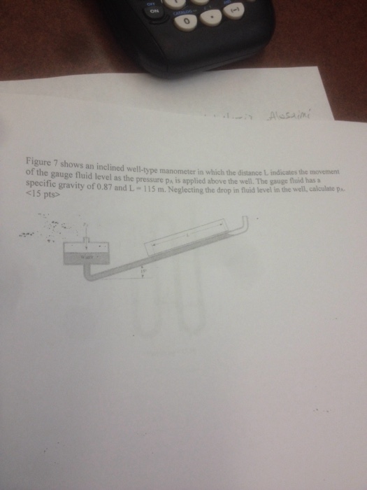 Solved Figure 7 shows an inclined welltype manometer in