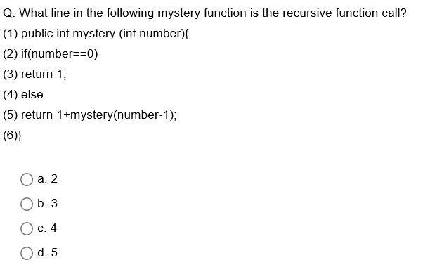 Solved What line in the following mystery function is the | Chegg.com