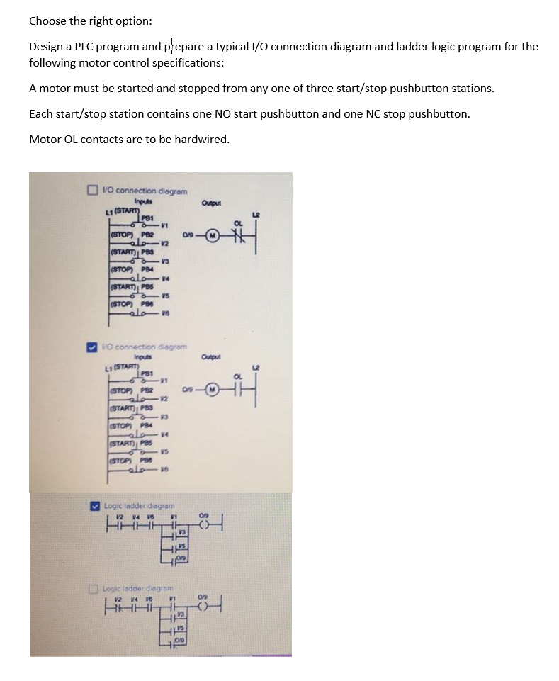 Solved Choose the right option Design a PLC program and | Chegg.com