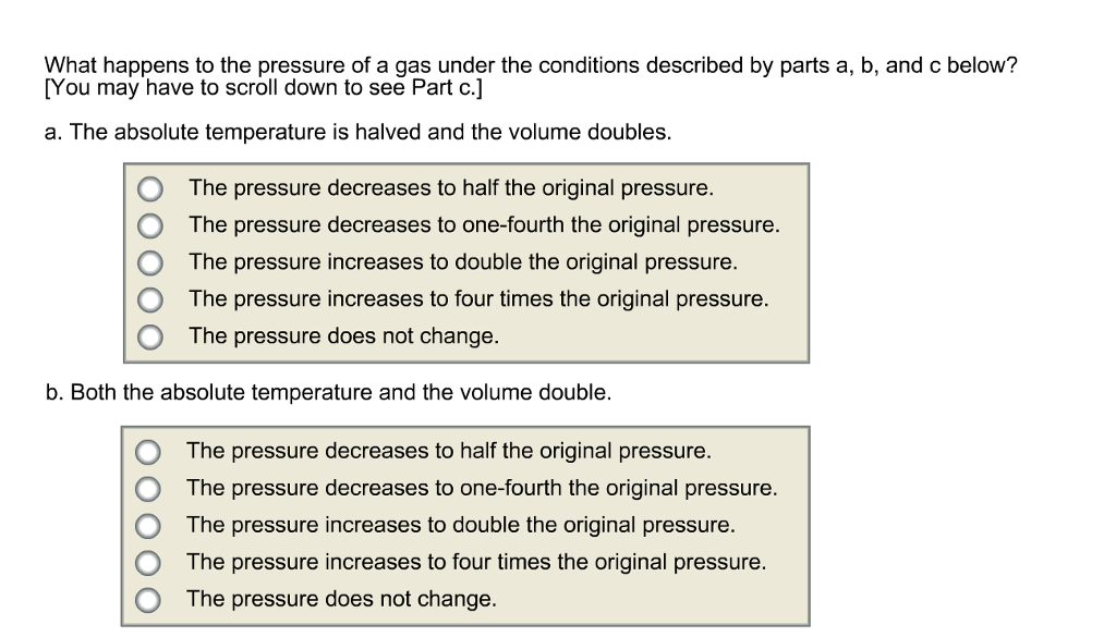 Solved What happens to the pressure of a gas under the