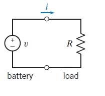 Solved The figure shows a battery connected to a load. The | Chegg.com