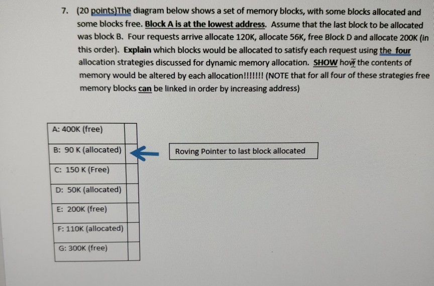 Solved 7. (20 points)The diagram below shows a set of memory | Chegg.com
