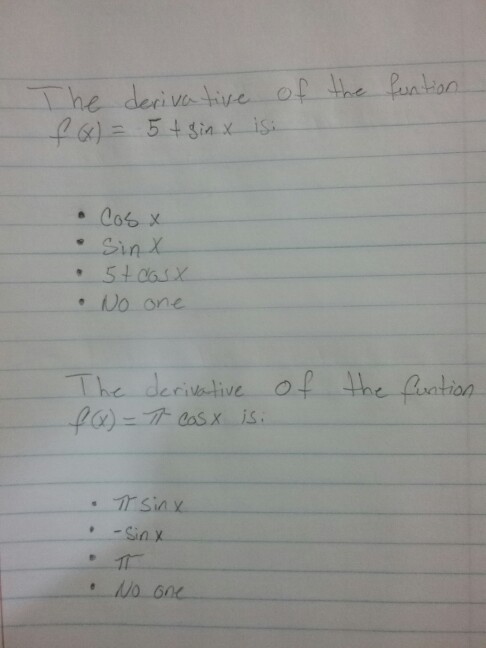 derivative of 5x sin(x)