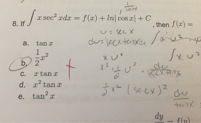 integrate tan log x sec 2 log x dx