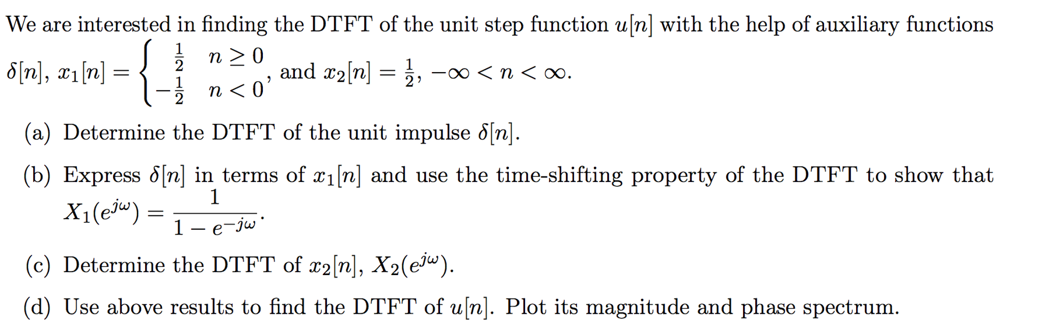 Solved We are interested in finding the DTFT of the unit | Chegg.com