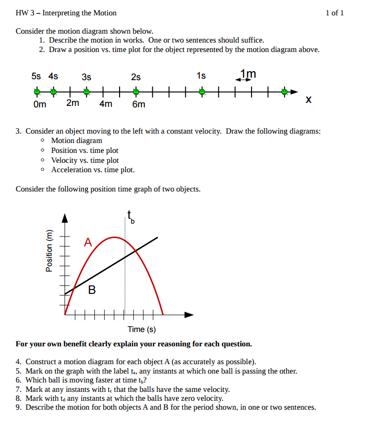 Solved Consider The Motion Diagram Shown Below. 1. Describe | Chegg.com