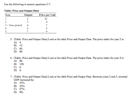 Solved Use the following to answer questions 5-7 Table: | Chegg.com