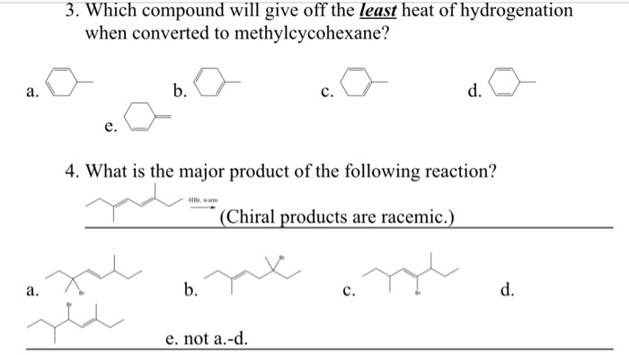 Solved Which compound will give off the least heat of | Chegg.com