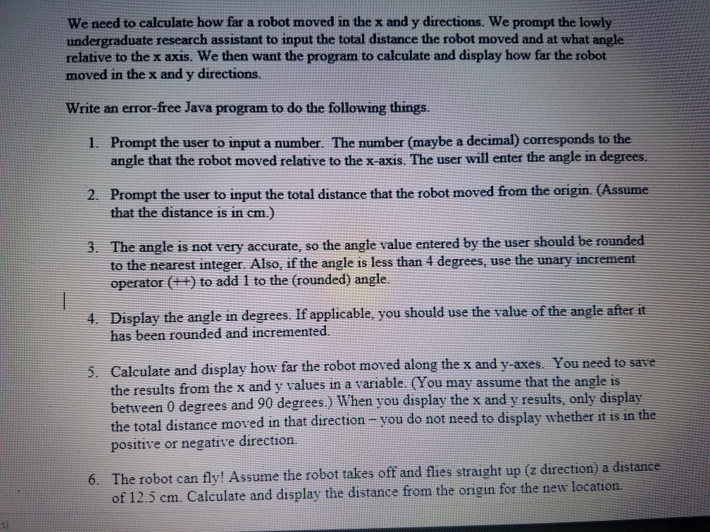 Solved We need to calculate how far a robot moved in the x | Chegg.com