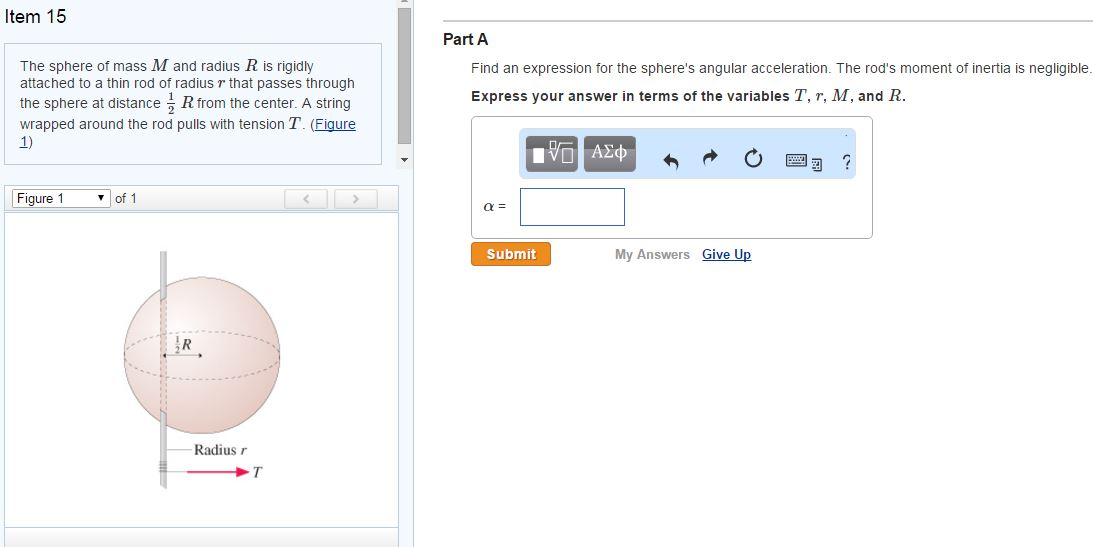 Solved The sphere of mass M and radius R is rigidly attached | Chegg.com