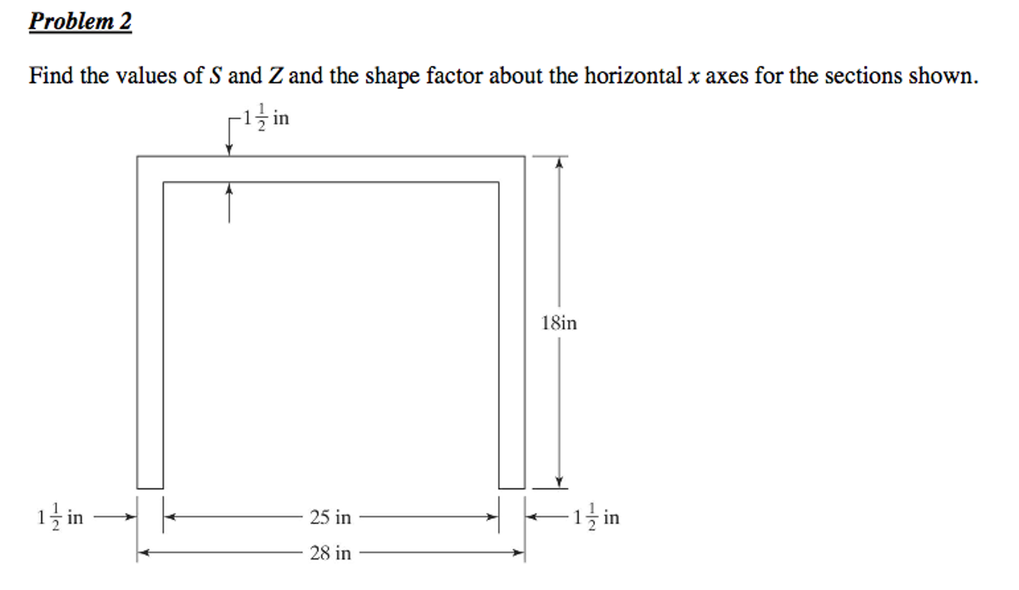 Solved Find the S (section modulus) and Z (plastic section