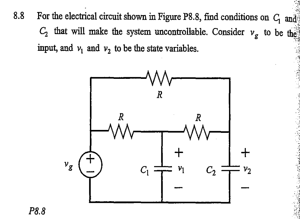 Solved 8.8 For The Electrical Circuit Shown In Figure P8.8, | Chegg.com