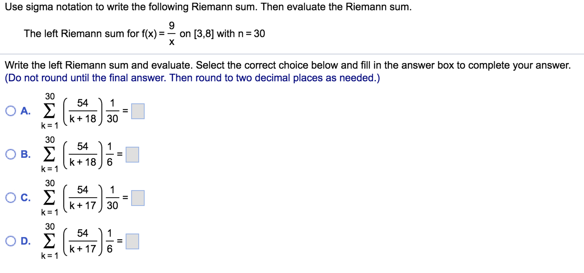 riemann sum sigma notation calculator