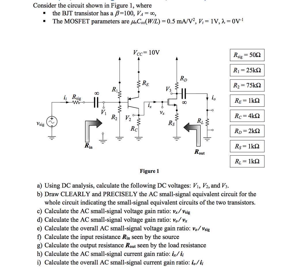 Solved Consider the circuit shown in Figure 1, where the BJT | Chegg.com