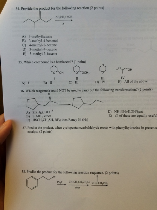 Solved Organic Chemistry Pratice Test Help Please? | Chegg.com