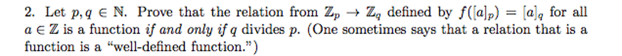 Let p, q epsilon N. Prove that the relation from Z_p | Chegg.com