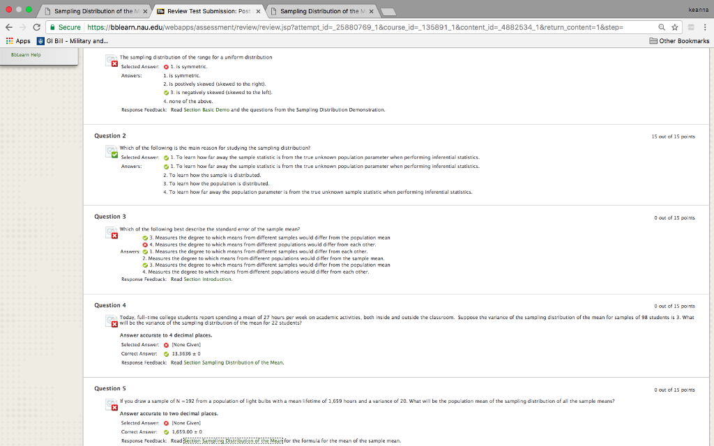 Solved Sampling Distribution of the M x Db Review Test | Chegg.com