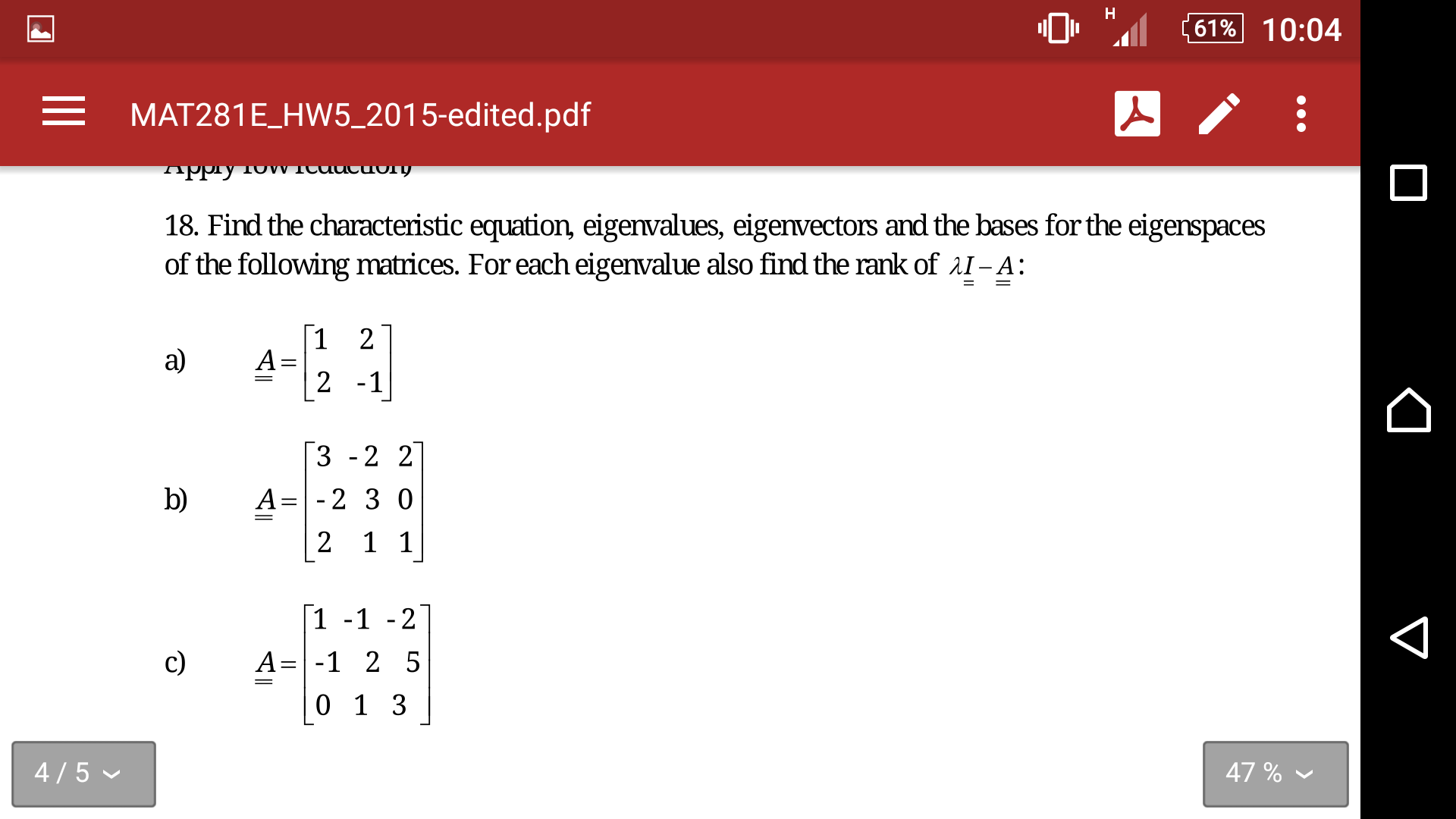 Solved Find the characteristic equation, eigenvalues, | Chegg.com