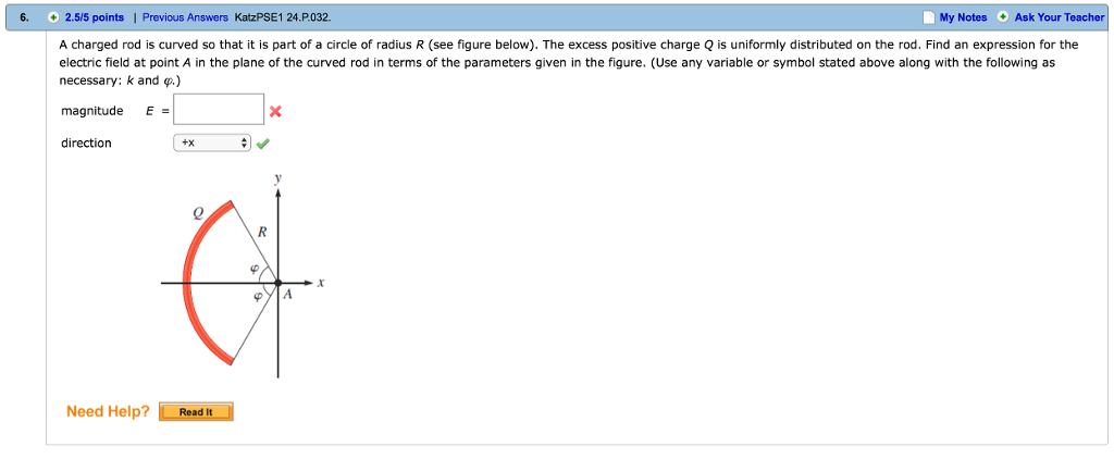 Solved A charged rod is curved so that it is part of a | Chegg.com ...