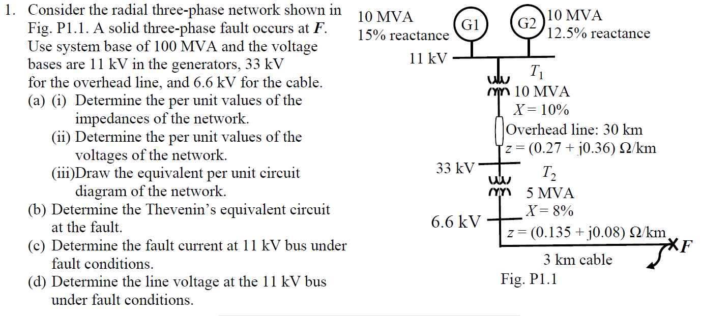 Solved Consider the radial three-phase network shown in | Chegg.com