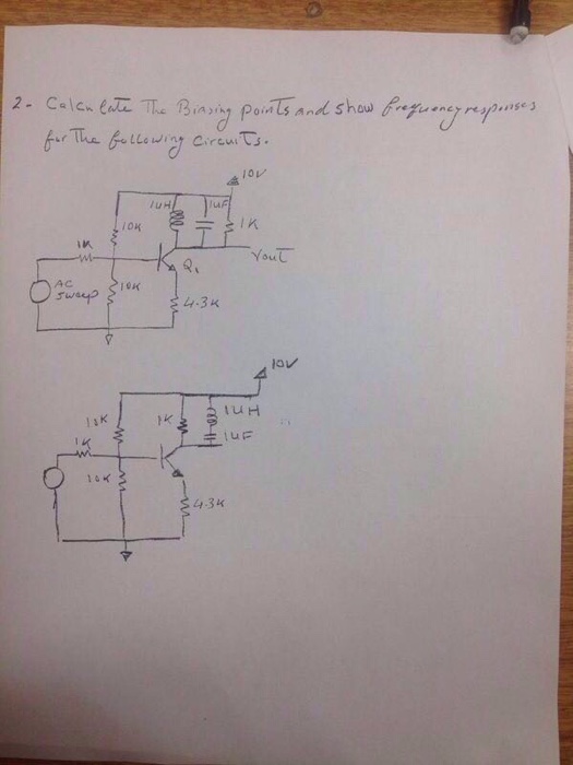 Solved Calculate the Biasing points and show frequency | Chegg.com