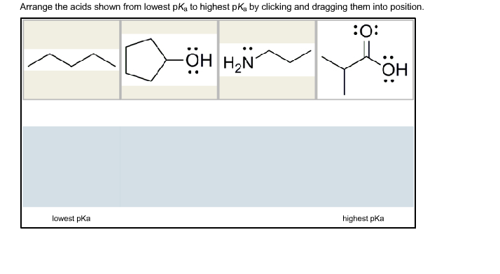 Solved Arrange the acids shown from lowest pKa to highest | Chegg.com