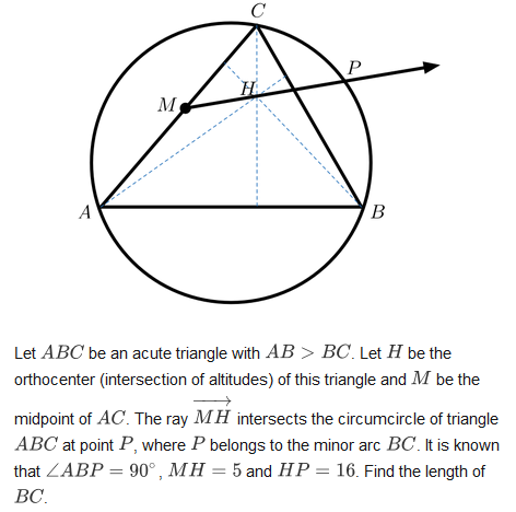 Solved Let ABC be an acute triangle with AB > BC. Let H be | Chegg.com