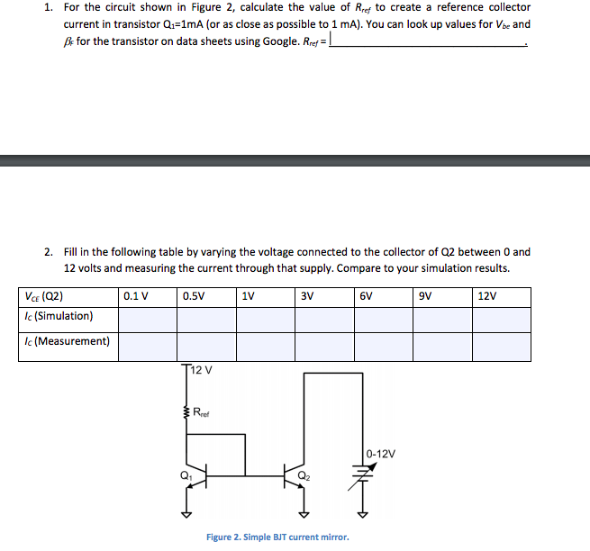 Solved Current Mirrors In this lab, bipolar current mirrors,