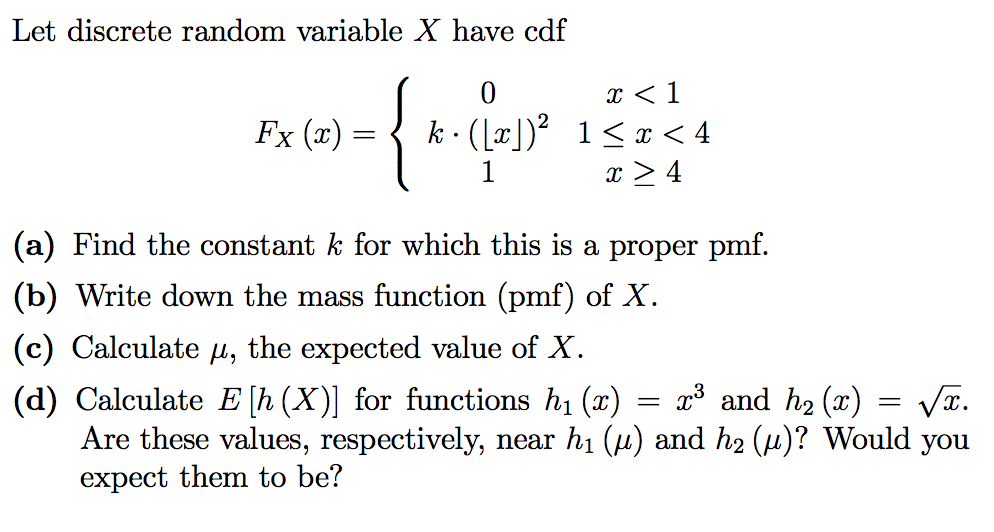 Let discrete random variable X have cdf Find the | Chegg.com