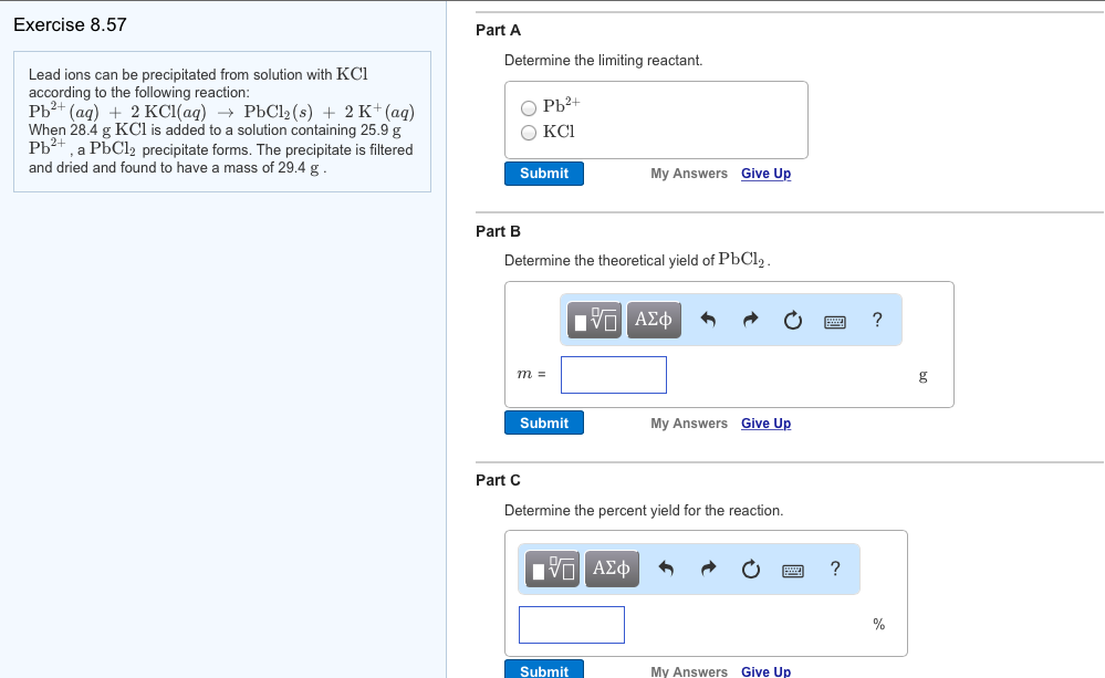 Solved Lead Ions Can Be Precipitated From Solution With Kcl 