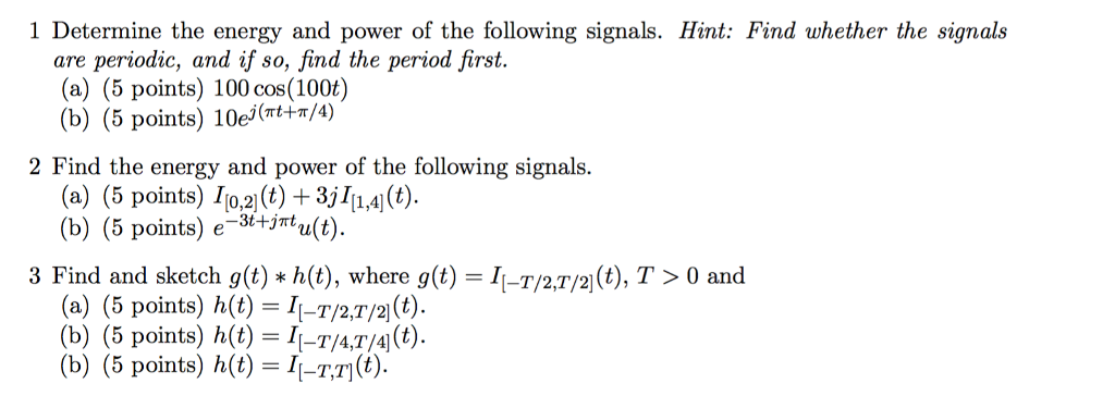 Solved 1 Determine The Energy And Power Of The Following | Chegg.com