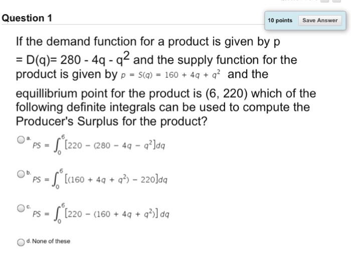 Solved If the demand function for a product is given by p = | Chegg.com