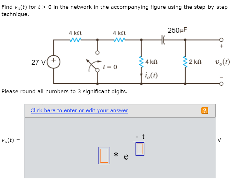 Solved Find v_o (t) for t > 0 in the network in the | Chegg.com