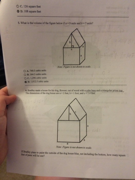 Solved O .126 square feet D. 108 square feet 5. What isthe | Chegg.com