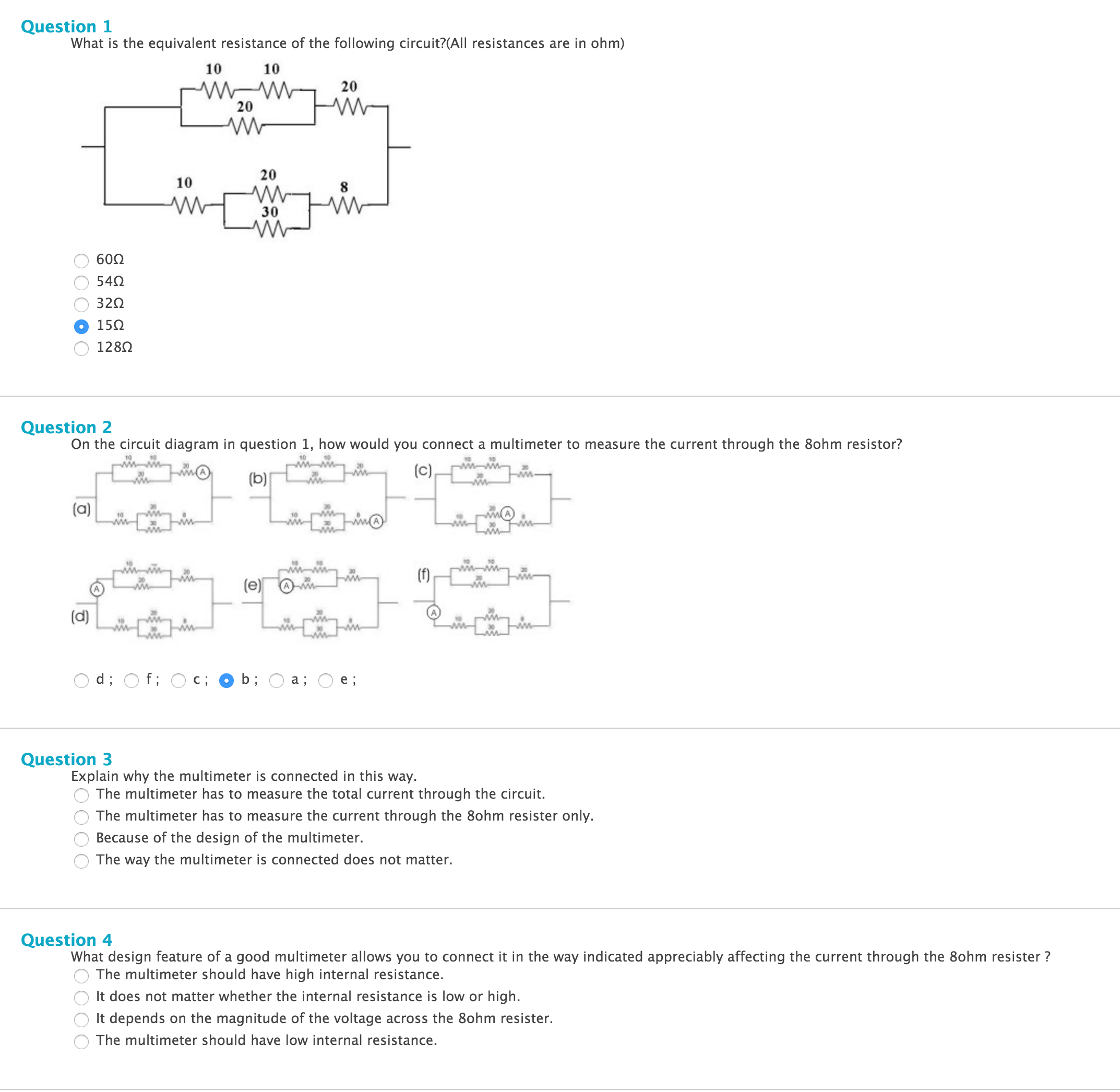 Solved What is the equivalent resistance of the following | Chegg.com